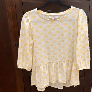 Loft yellow polka dot T-shirt - like new